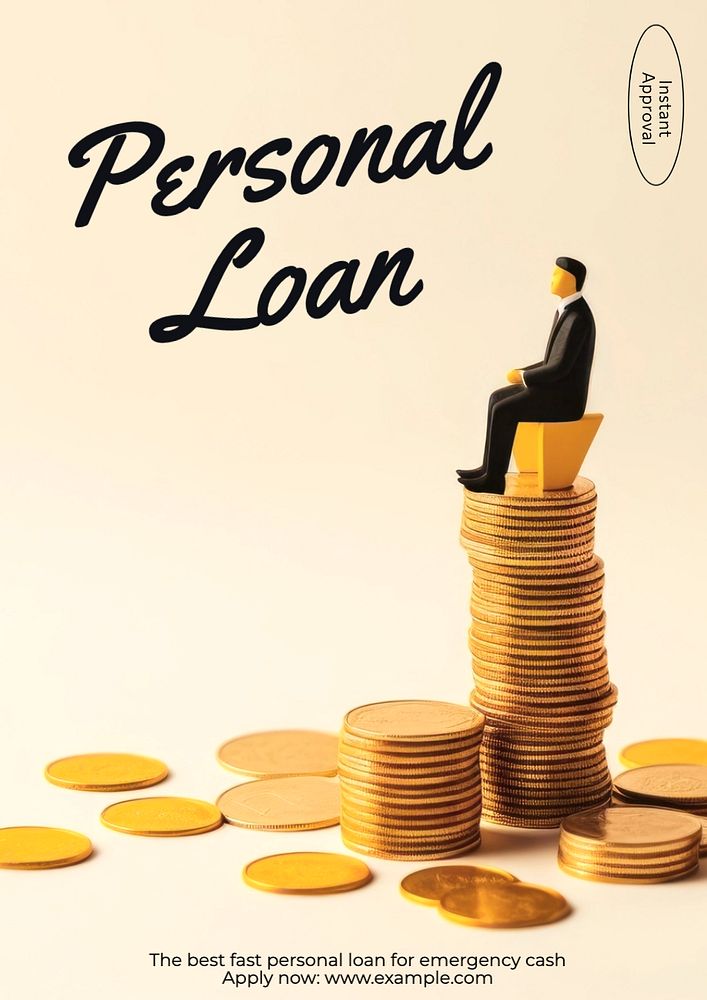 Personal loan poster template, editable text and design