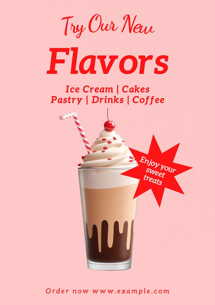 New flavors poster template, editable text and design