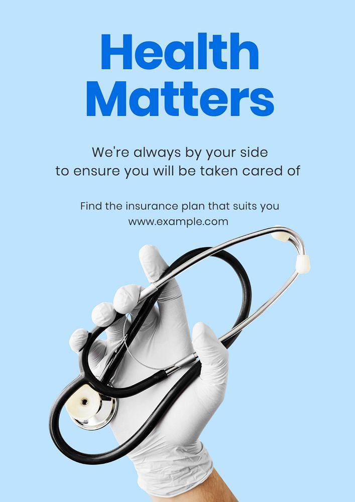 Insurance ads poster template, editable text and design