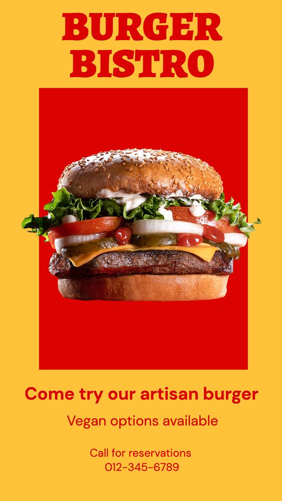 Burger bistro Facebook story template, editable design