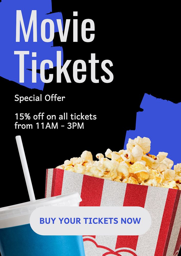 Movie tickets poster template, editable text and design