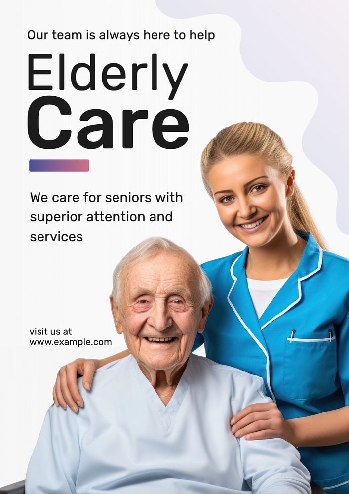 Elderly care poster template, editable text and design