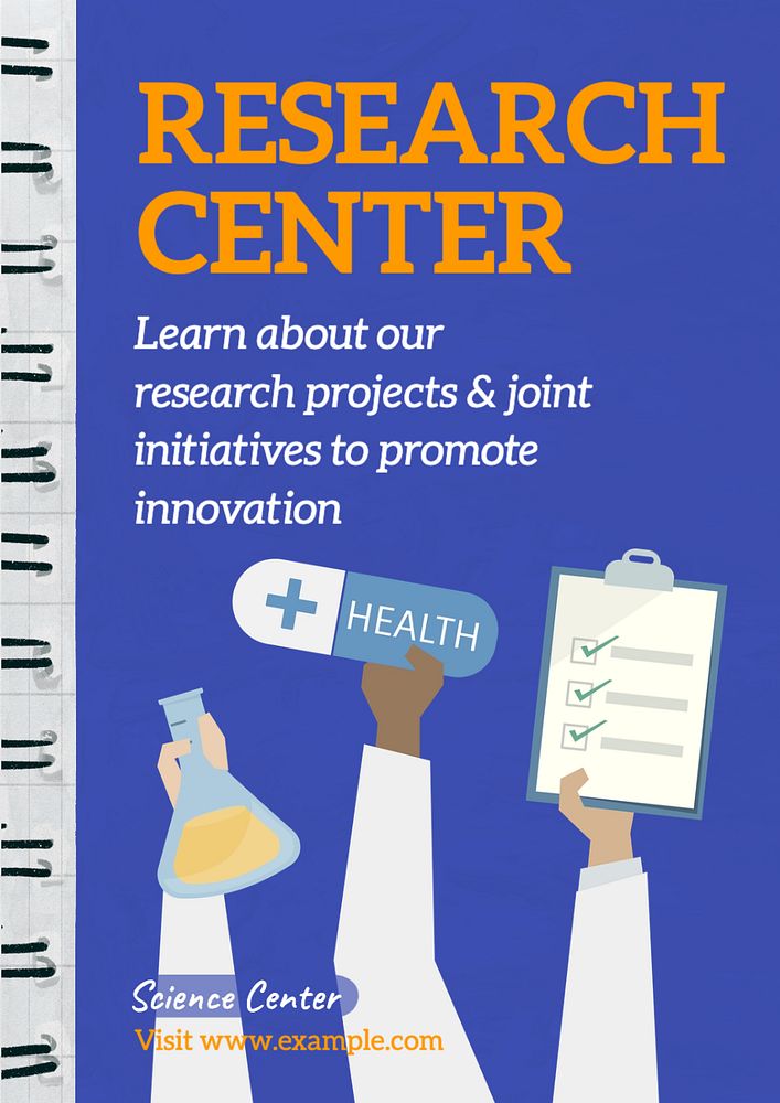 Research center poster template, editable text and design