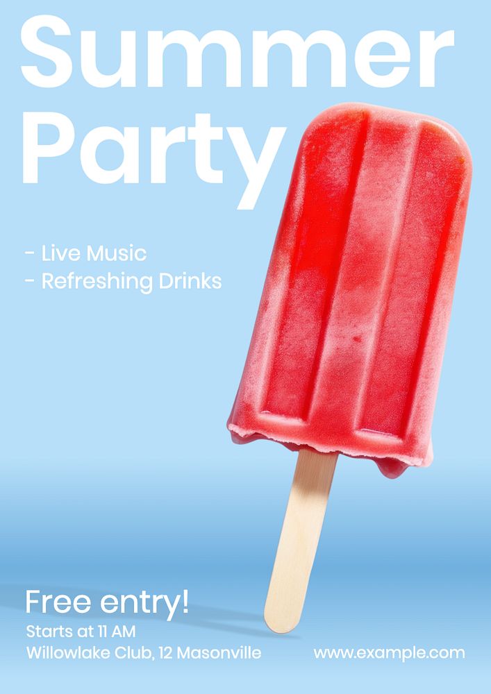 Summer Party poster template, editable text and design