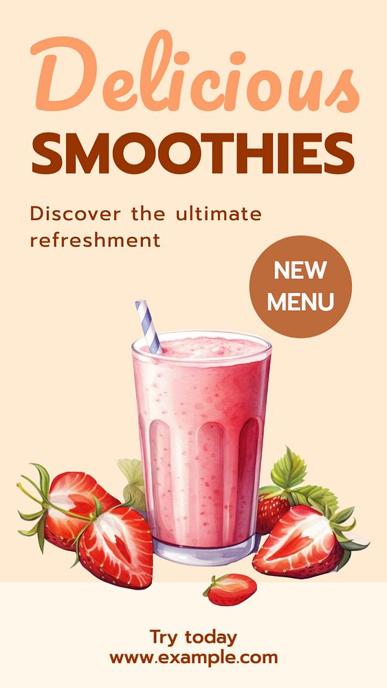 Delicious smoothies Instagram story template, editable text