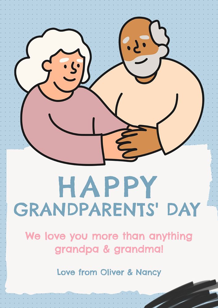 Happy grandparents' day poster template, editable text and design