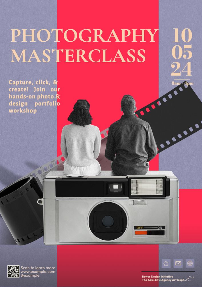 Photography masterclass poster template, editable text and design