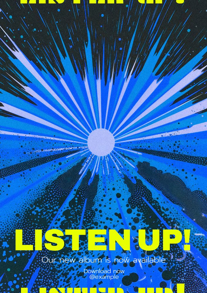 Listen up poster template, editable text and design