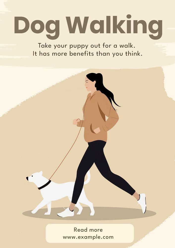 Dog walking benefits poster template, editable text and design