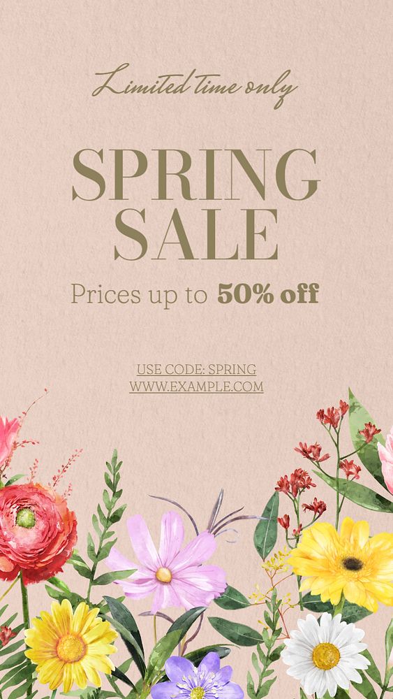 Spring sale Facebook story template, editable design