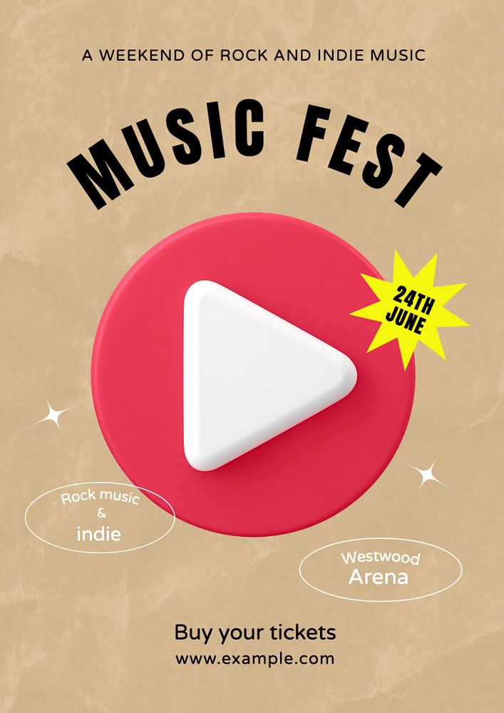 Music fest poster template, editable text and design