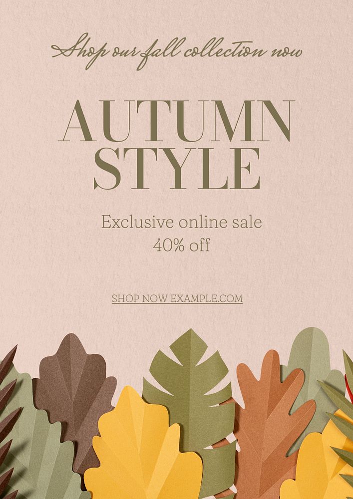 Autumn style poster template, editable text and design