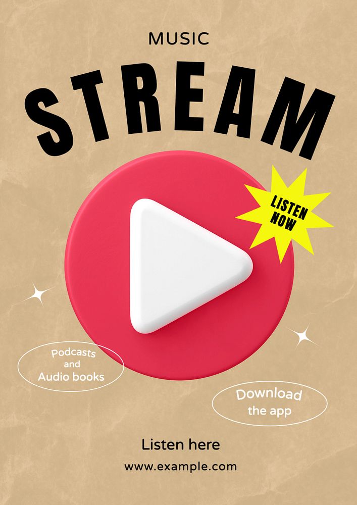 Stream poster template, editable text and design