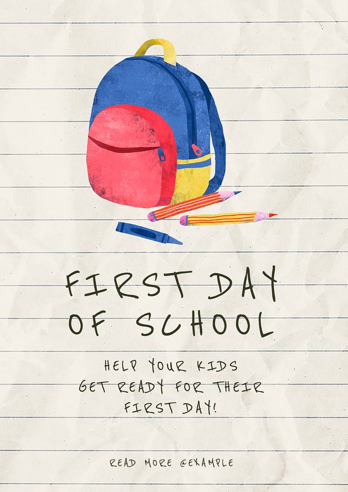 First school day poster template, editable text and design