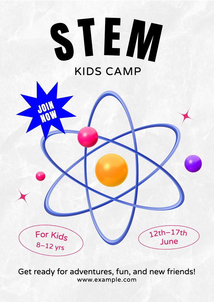 STEM kids camp poster template, editable text and design