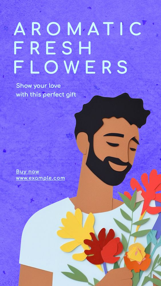 Fresh flowers Instagram story template, editable text