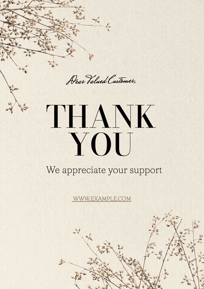 Thank you customer poster template, editable text and design