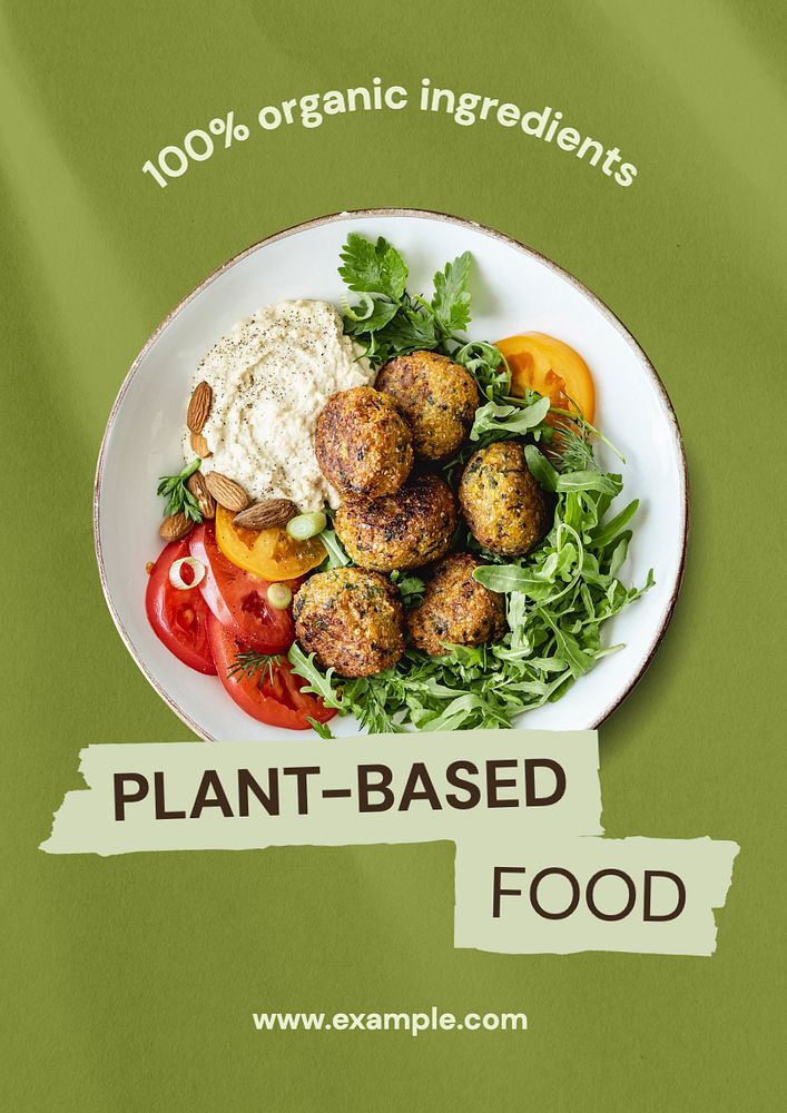 Plant-based food poster template, editable text and design