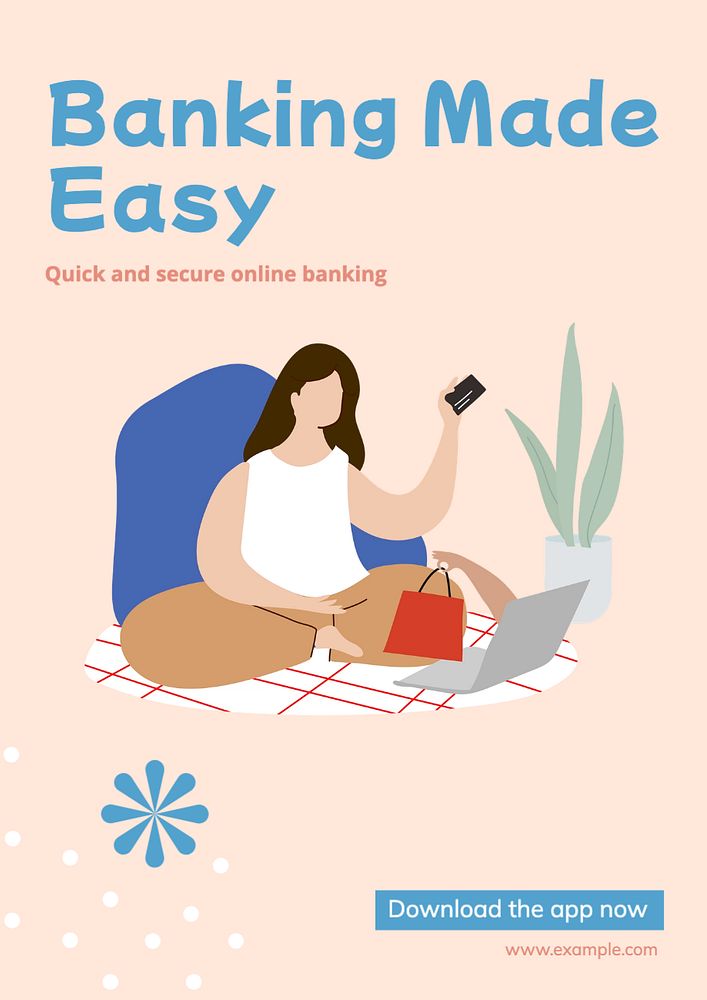 Online banking poster template, editable text and design