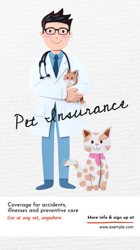 Pet insurance Instagram story template, editable text