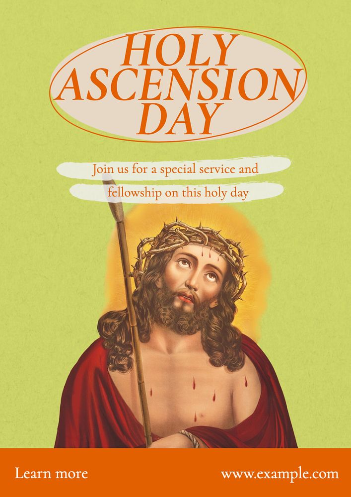 Holy ascension day poster template, editable text and design