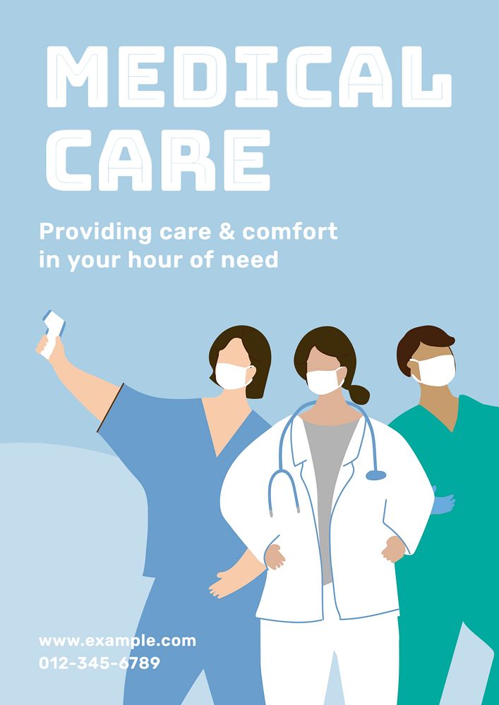 Medical care poster template, editable text and design