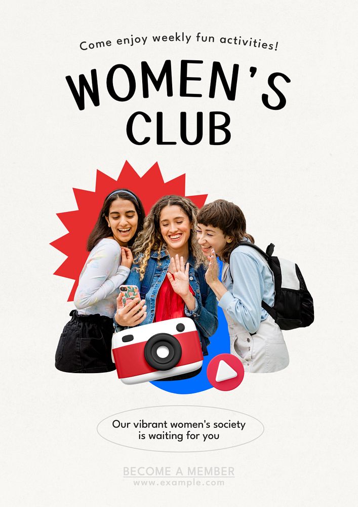 Women's club poster template, editable text and design