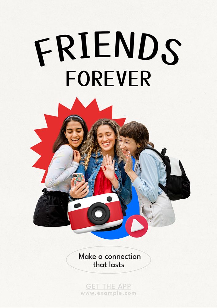 Friends forever poster template, editable text and design