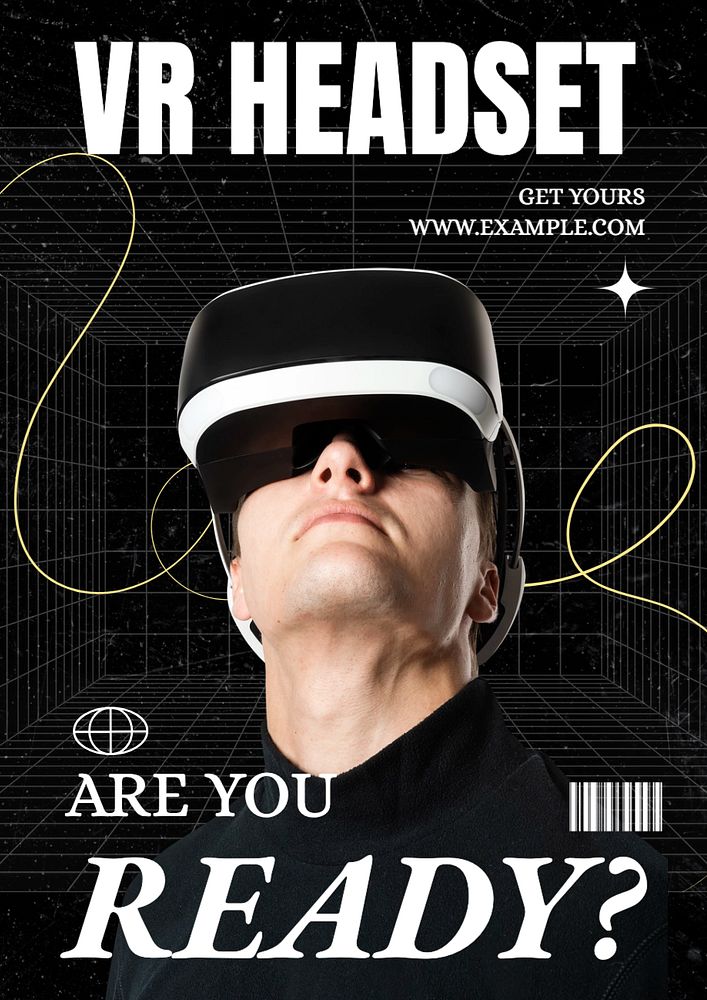 VR headset poster template, editable text and design