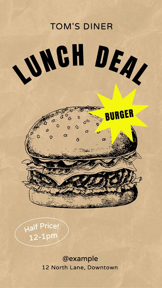 Lunch deal Facebook story template, editable design