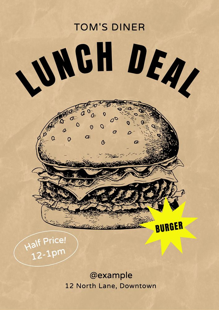 Lunch deal poster template, editable text and design