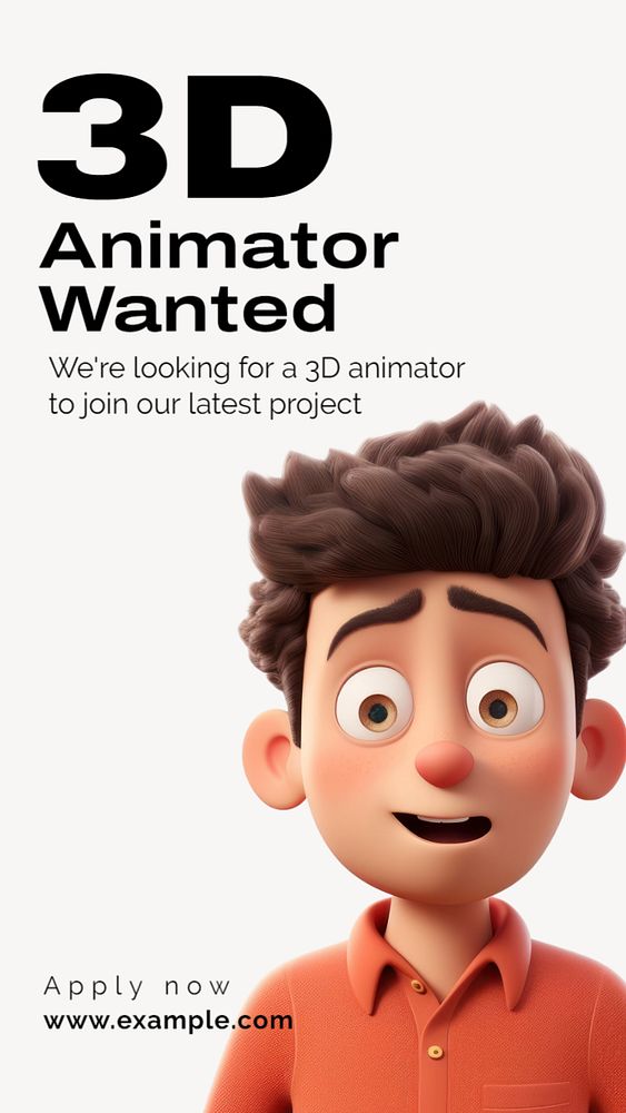 3D animator wanted Facebook story template, editable design