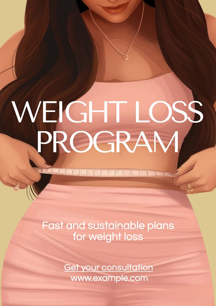 Weight loss program poster template, editable text and design