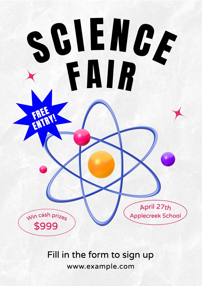 Science fair poster template, editable text and design