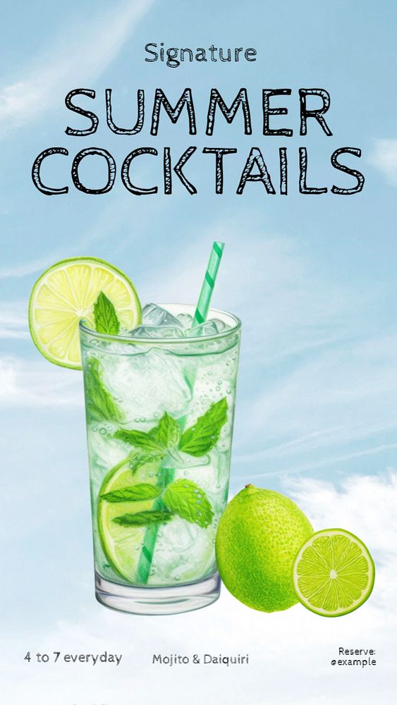 Summer cocktails Facebook story template, editable design