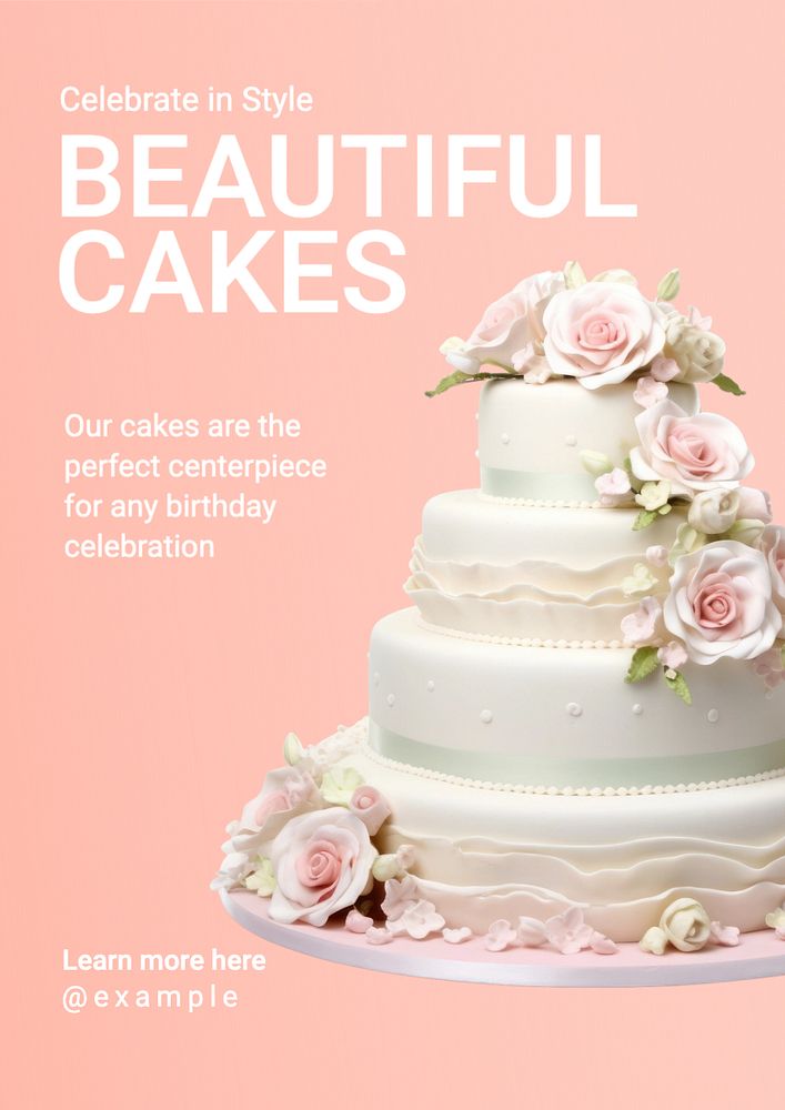 Cakes poster template, editable text and design