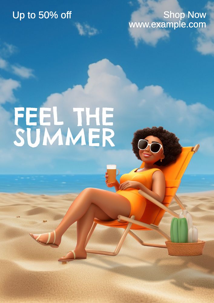 Summer sale  poster template, editable text and design