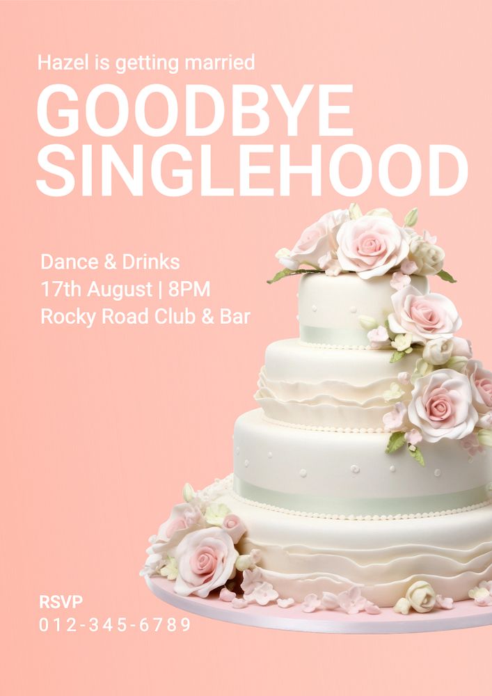 Goodbye singlehood poster template, editable text and design