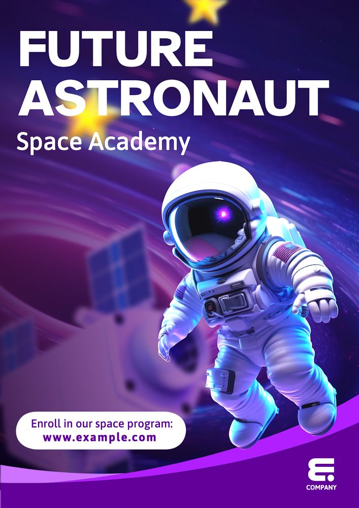 Future astronaut poster template, editable text and design