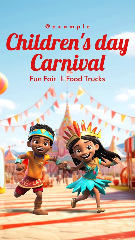 Children's day carnival  Instagram story template, editable text