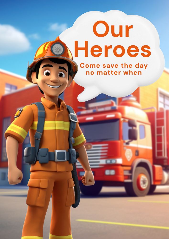 Firefighter service  poster template, editable text and design