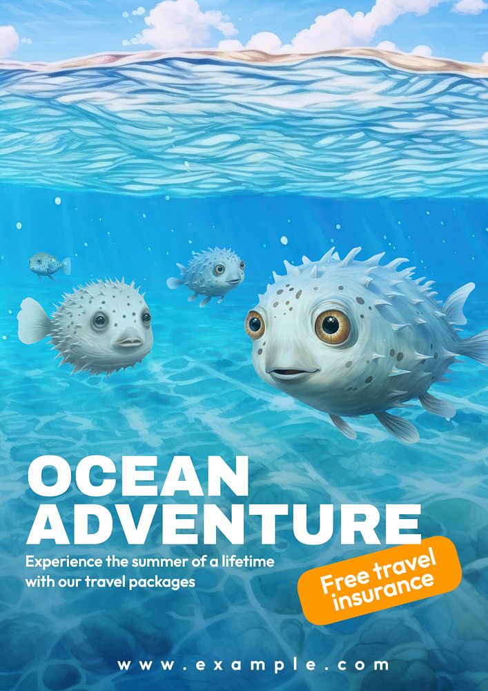 Ocean adventure  poster template, editable text and design