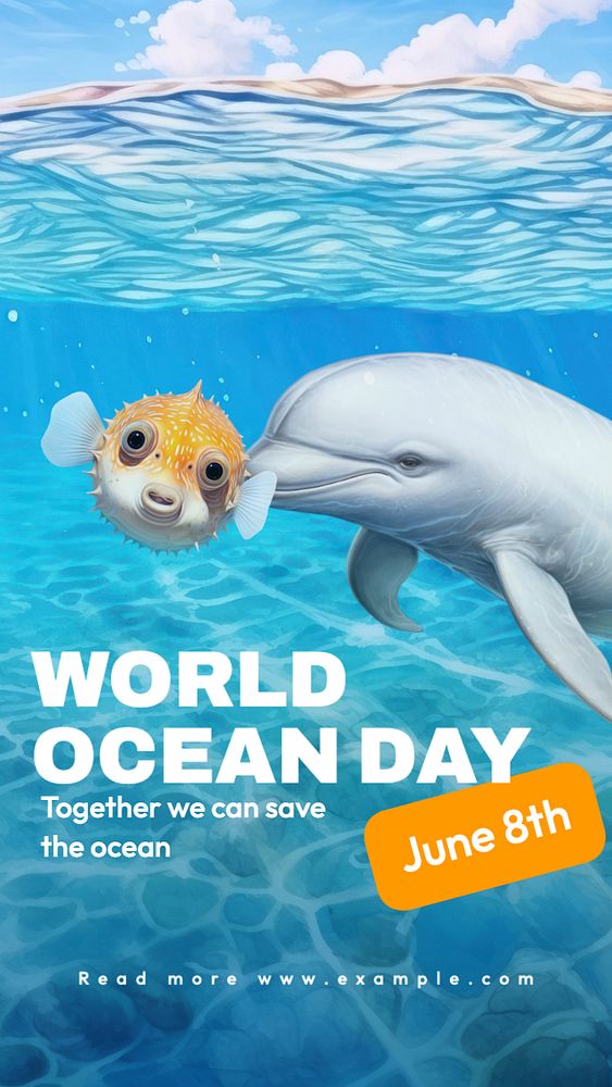 World ocean day  Instagram story template, editable text