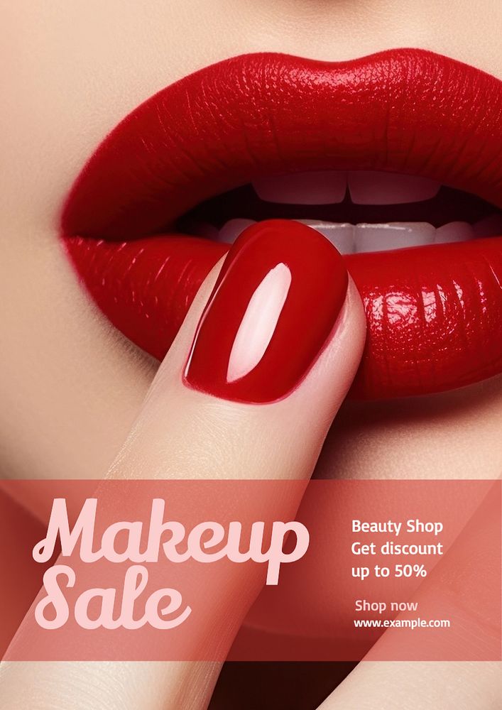 Makeup sale poster template, editable text and design