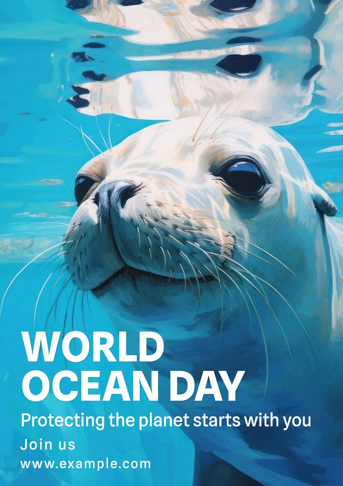 World ocean day  poster template, editable text and design