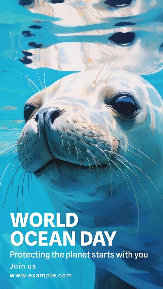 World ocean day  Instagram story template, editable text