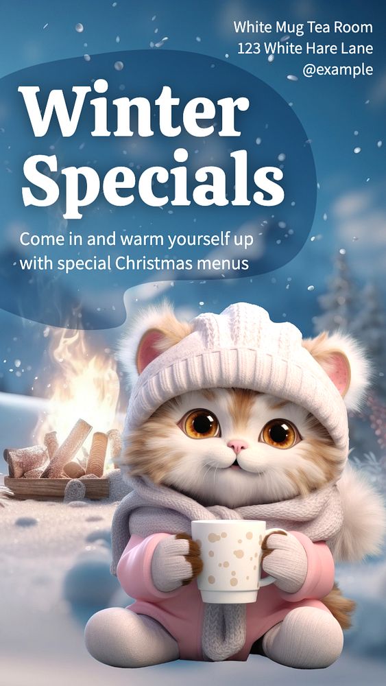 Winter special menu  Instagram story template, editable text