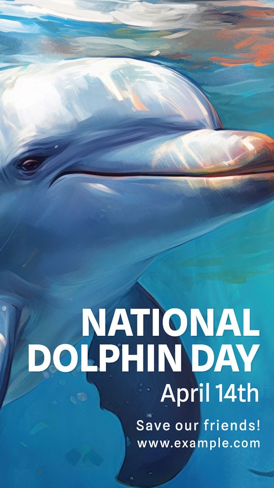 National dolphin day  Instagram story template, editable text