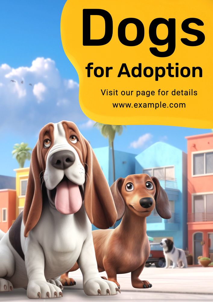 Dog adoption  poster template, editable text and design