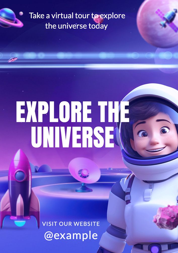 Explore the universe  poster template, editable text and design